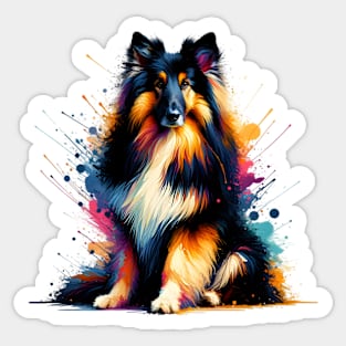 Artistic Bohemian Shepherd in Vivid Splash Art Style Sticker